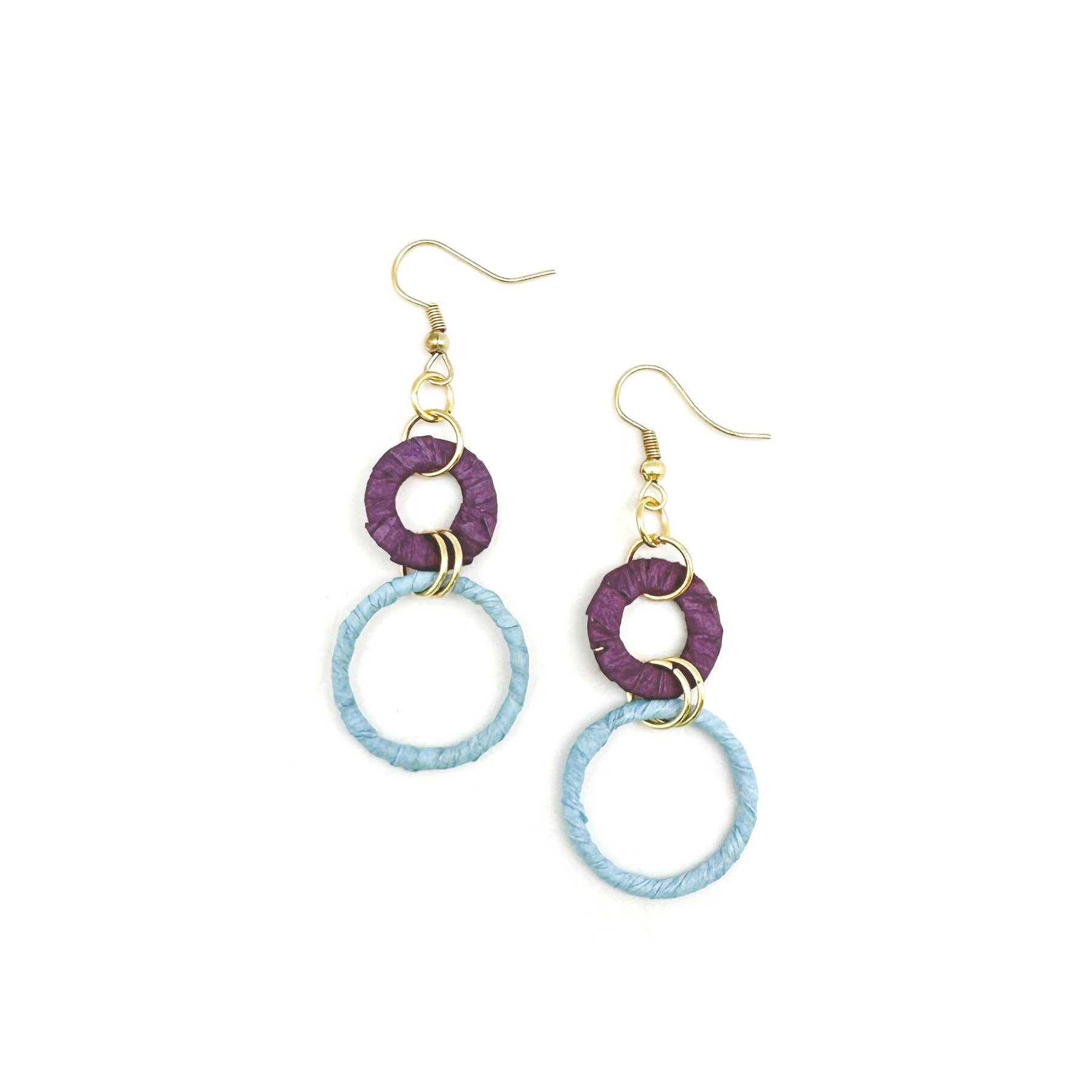 Sachi Raffia Rings Earrings - Purple Large and Small Rings