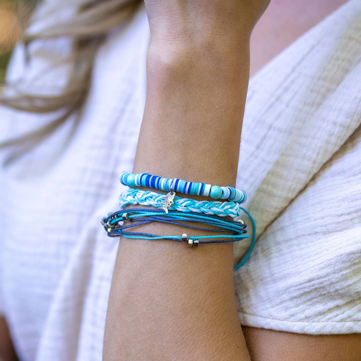 Weave & Wander Aqua Tides Trio Bracelet Set