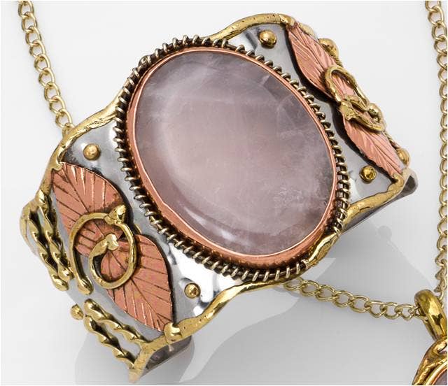 Mixed Metal and Rose Quartz Bracelet