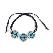 Pewter Bracelet with Color Enamel - Teal/Aqua Anchor