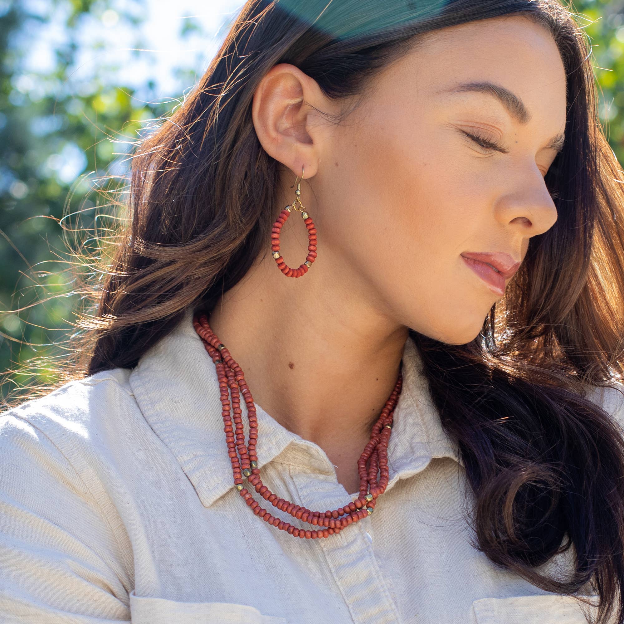 Sachi Chromatic Hues - Orange Short Multi-Strand Necklace