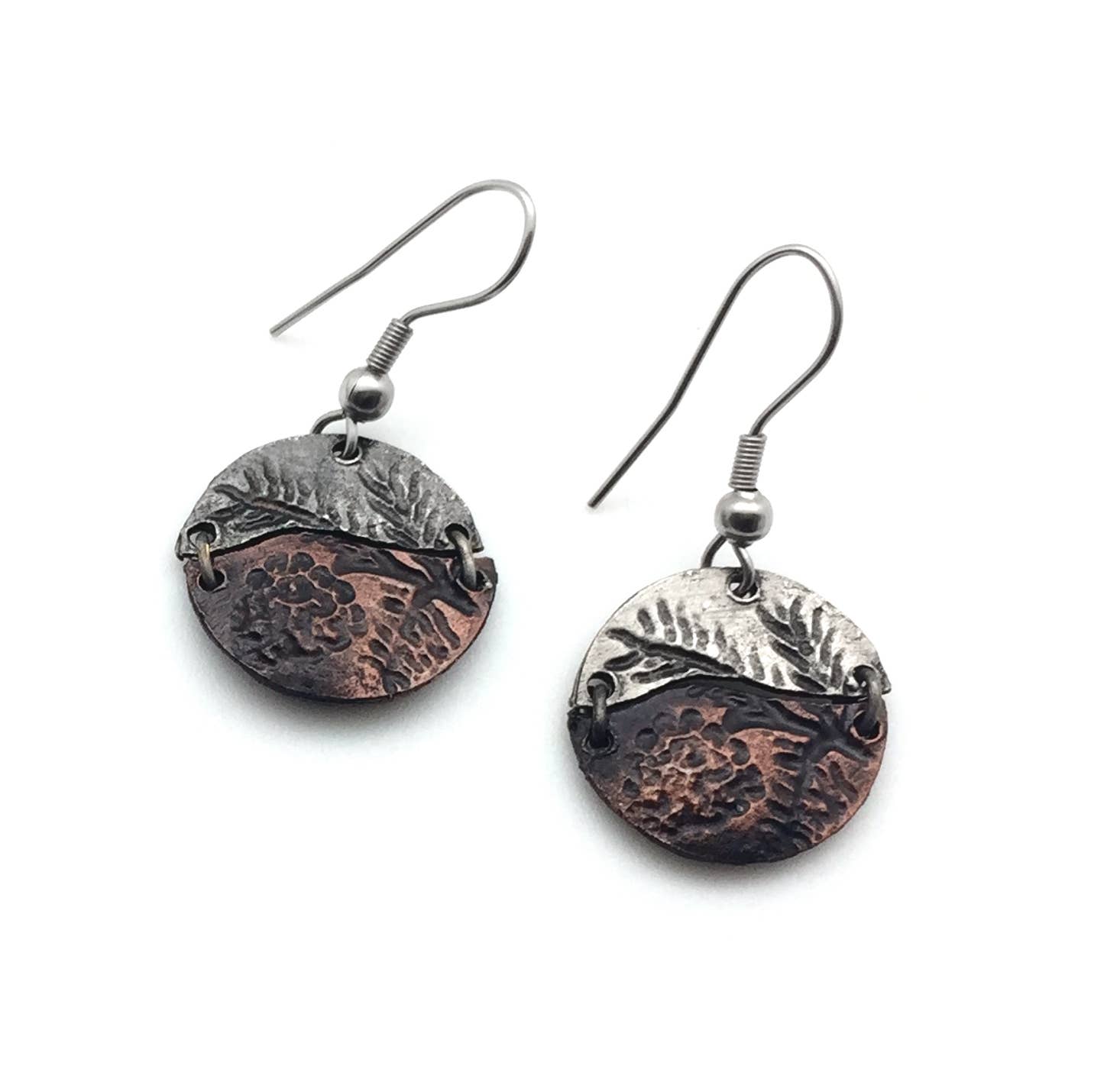 Pewter Earrings - Pine Cone on Branch