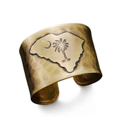 Antique Brass Adjustable Cuff - South Carolina with Palmetto