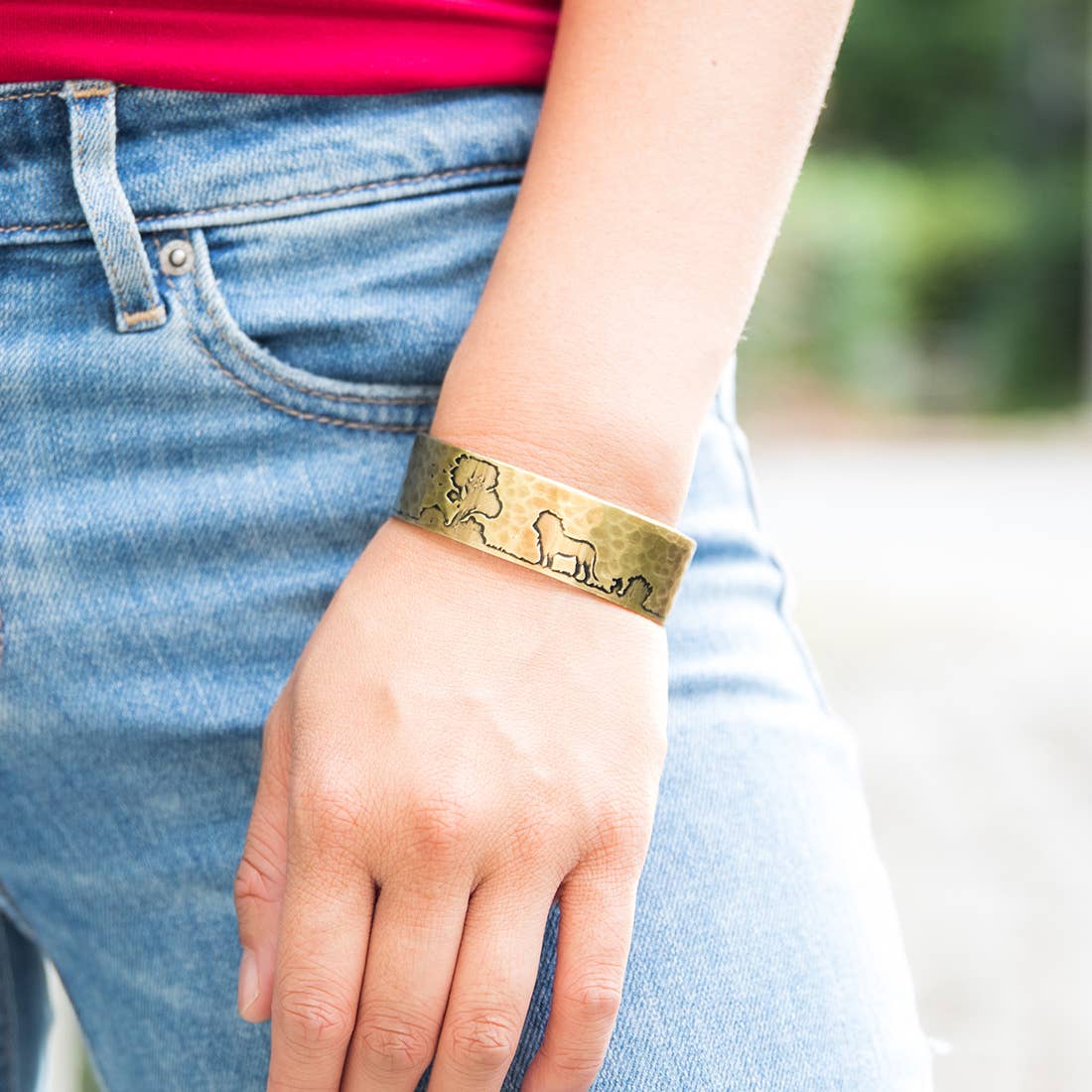 Safari Brass Engraved Cuff Bracelet