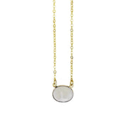 Gold Plated Necklace with Semi-Precious Stone - Moonstone