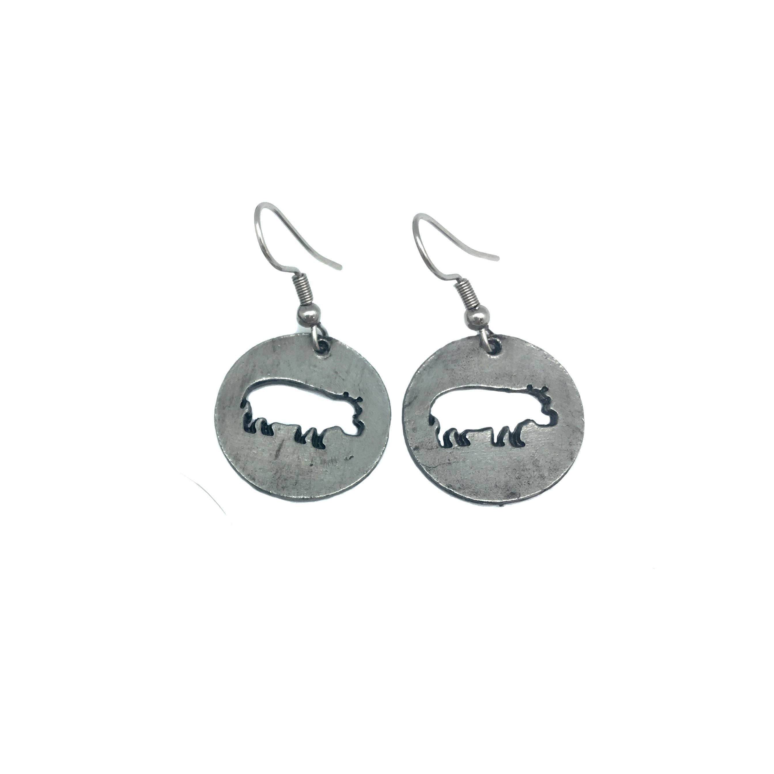 Pewter Earrings - Hippo