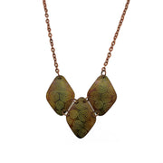 Copper Patina Necklace - Yellow Spirals