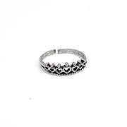 Handcrafted Silver Plated Brass Heart Crown Ring