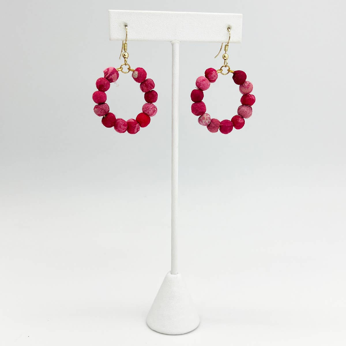 Aasha Blush Small Hoop Kantha Handcrafted Earrings