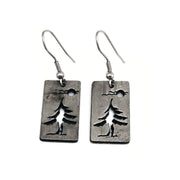 Pewter Earrings - Pine Tree with Moon