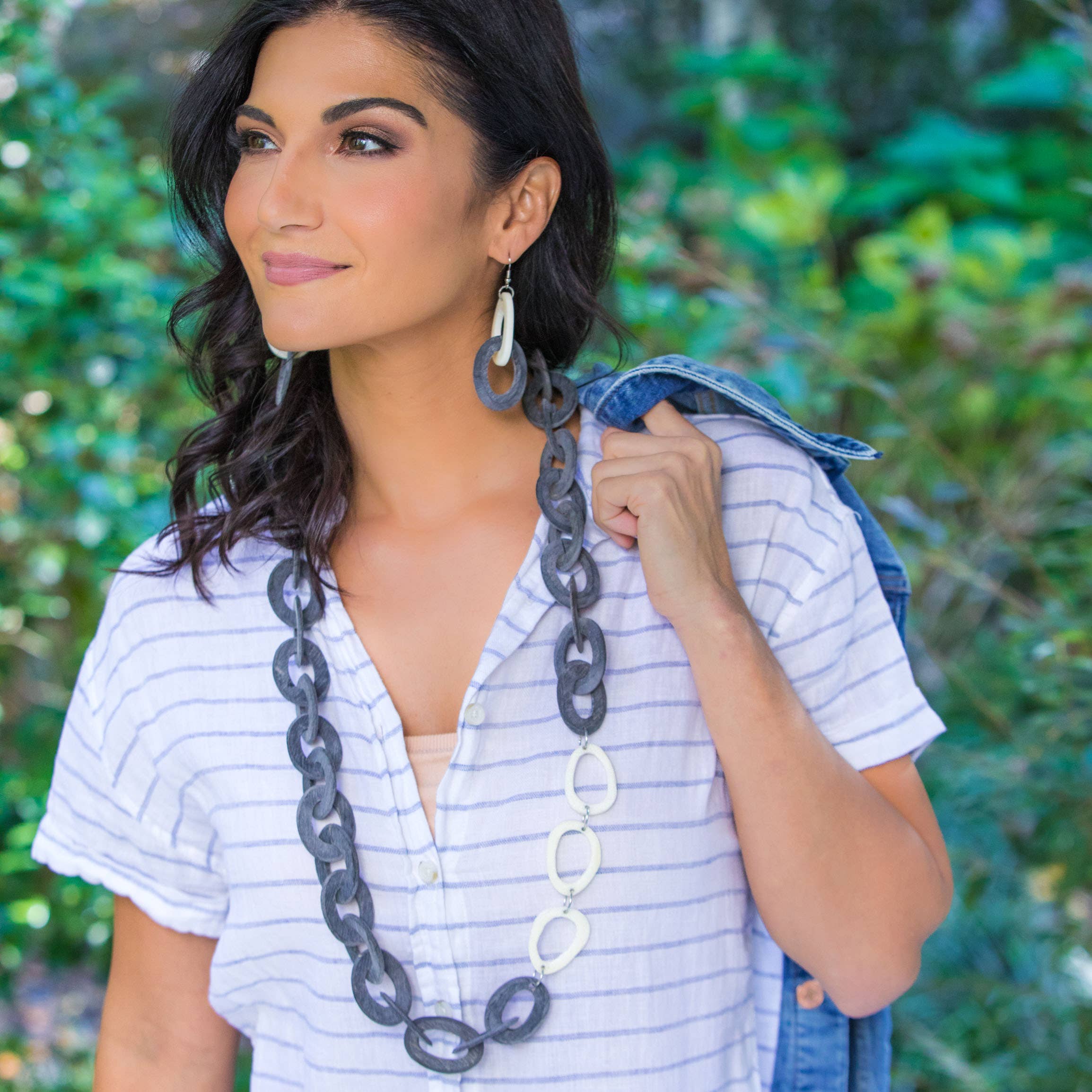 Omala Silver Fog Collection Necklace - Two Color Links