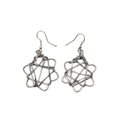 Basketweave Antique Silver Loose Weave Abstract Earrings