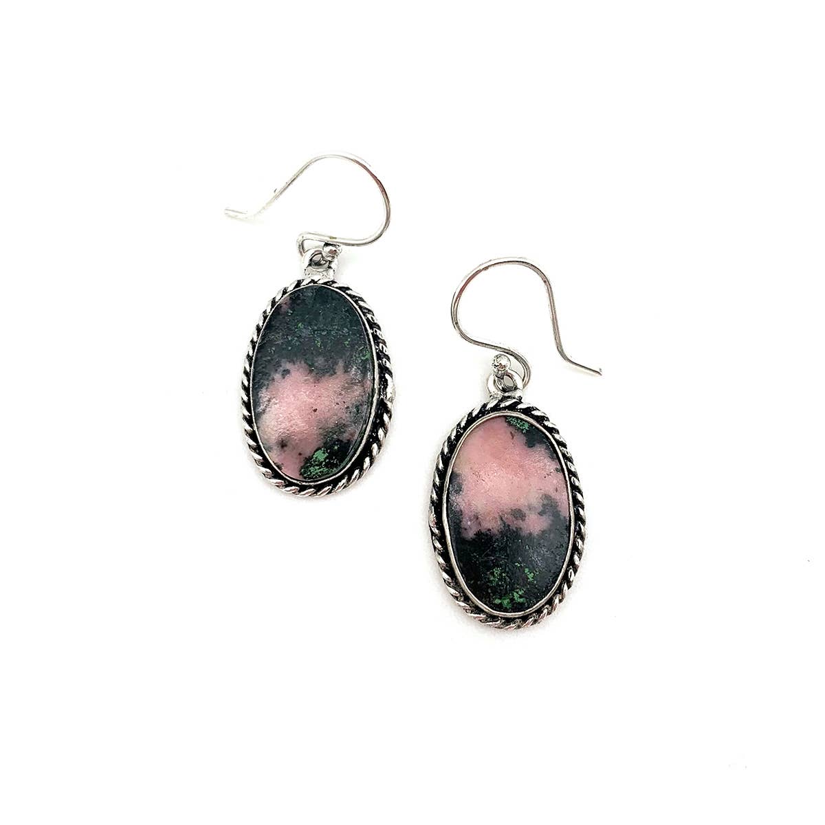 Handcrafted Kashi Semiprecious Stone Earrings - Rhodonite
