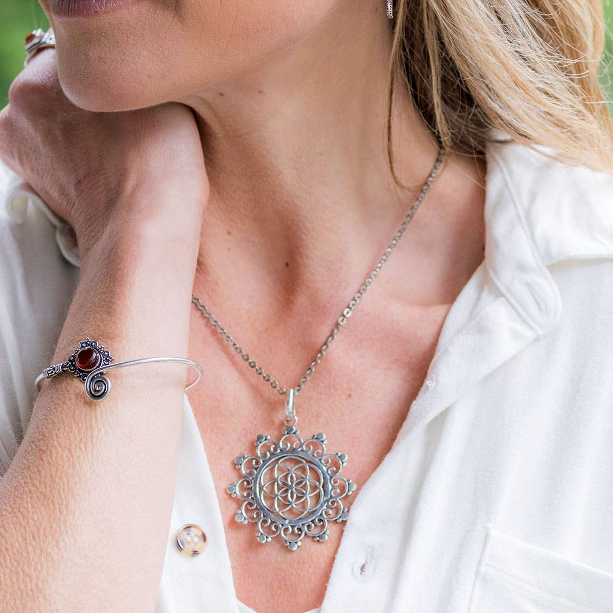 Tanvi Collection Necklace - Silver Filigree and Spirals