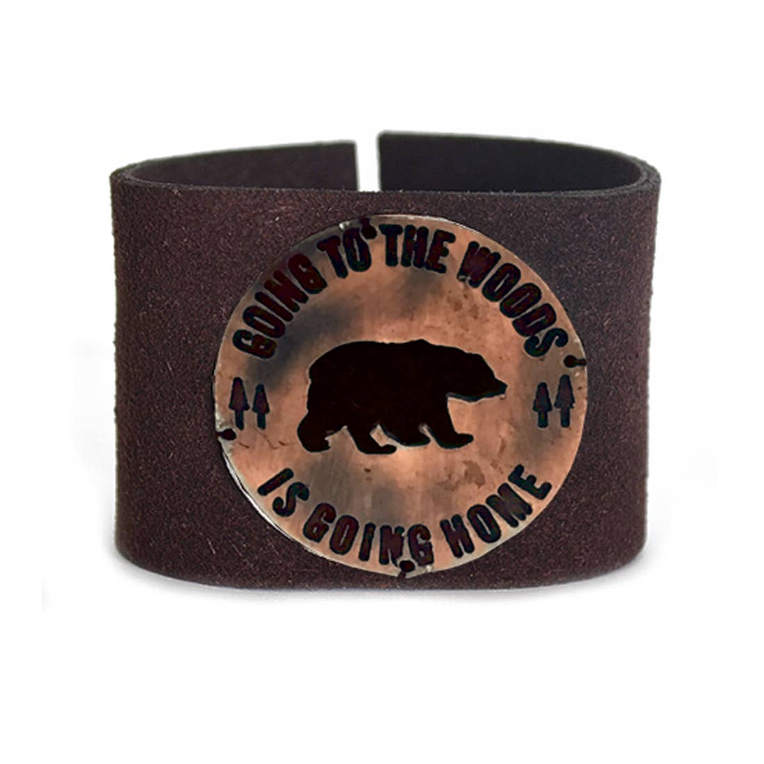 Leather Snap Bracelet - Going To The Woods Is Going Home
