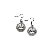 Pewter Earrings - Bear with Trees, Full Circle Cutout
