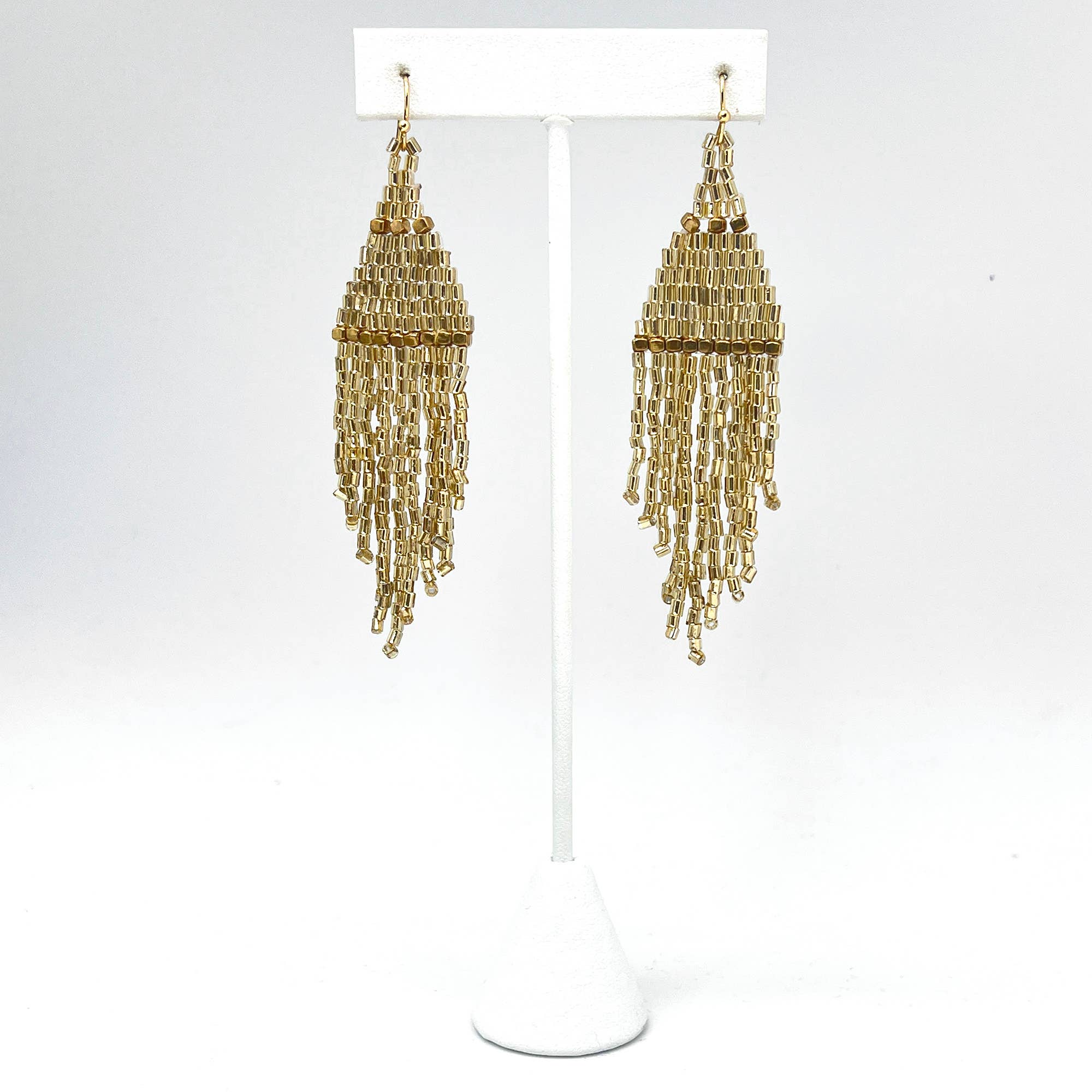 Seedbead Tapered Fringe Earrings - Multiple Color Styles