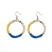 Prismatic Hues Hoop Earrings - Blue, Yellow, White