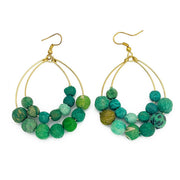 Aasha Seagrass Teardrop Kantha Boho Handcrafted Earrings