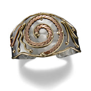 Mixed Metal Cuff Bracelet - Hammered Copper Braid