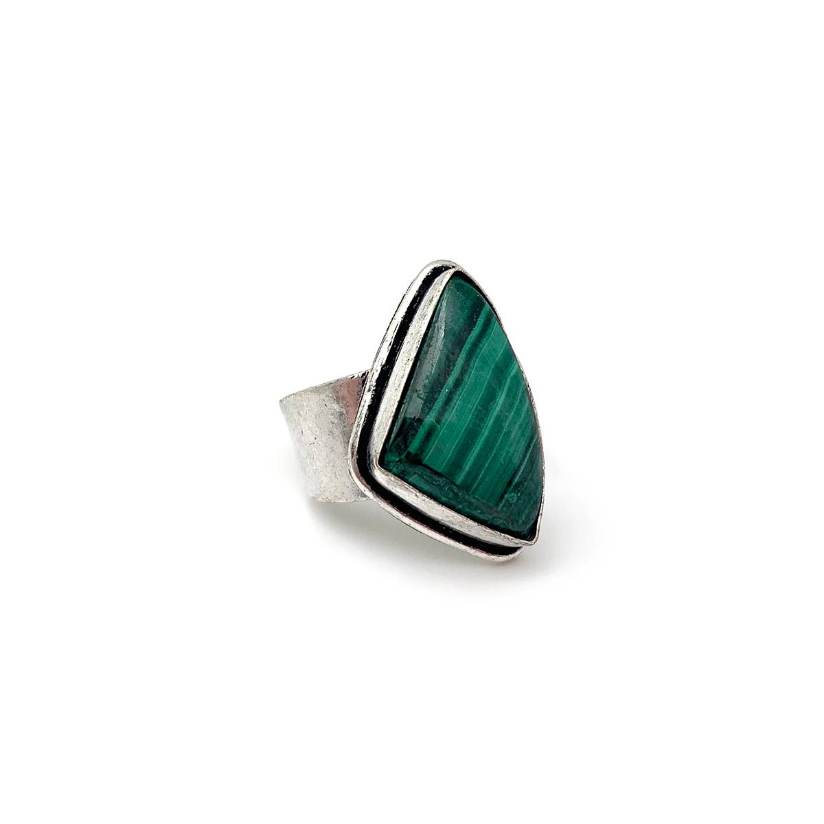 Handcrafted Kashi Semiprecious Stone Ring - Malachite