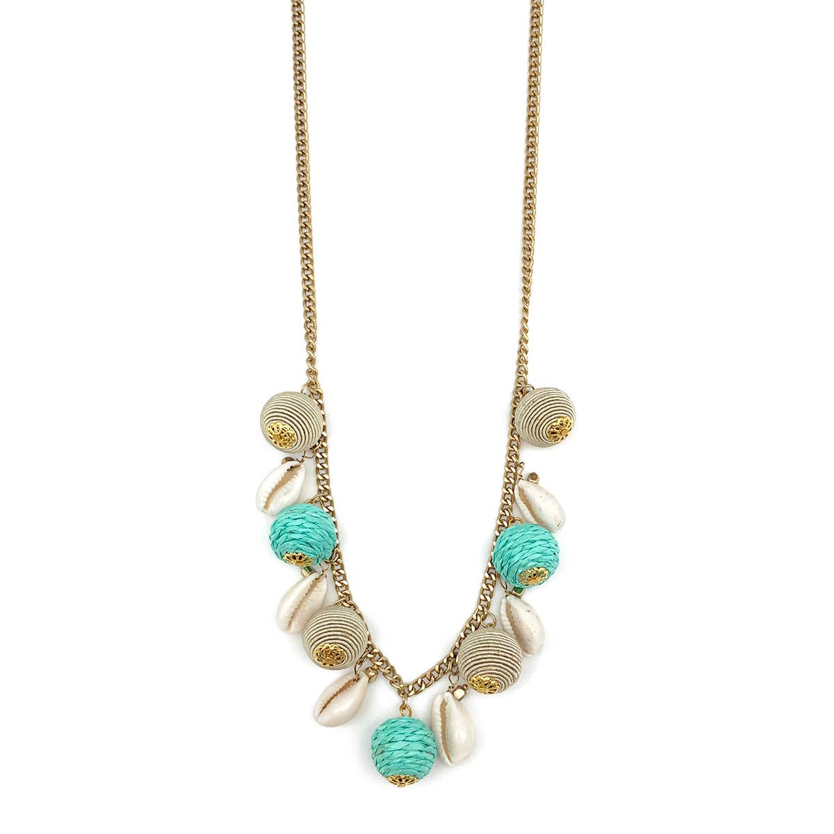 Sachi Turquoise Waters Necklace - Circles and Shell Beads