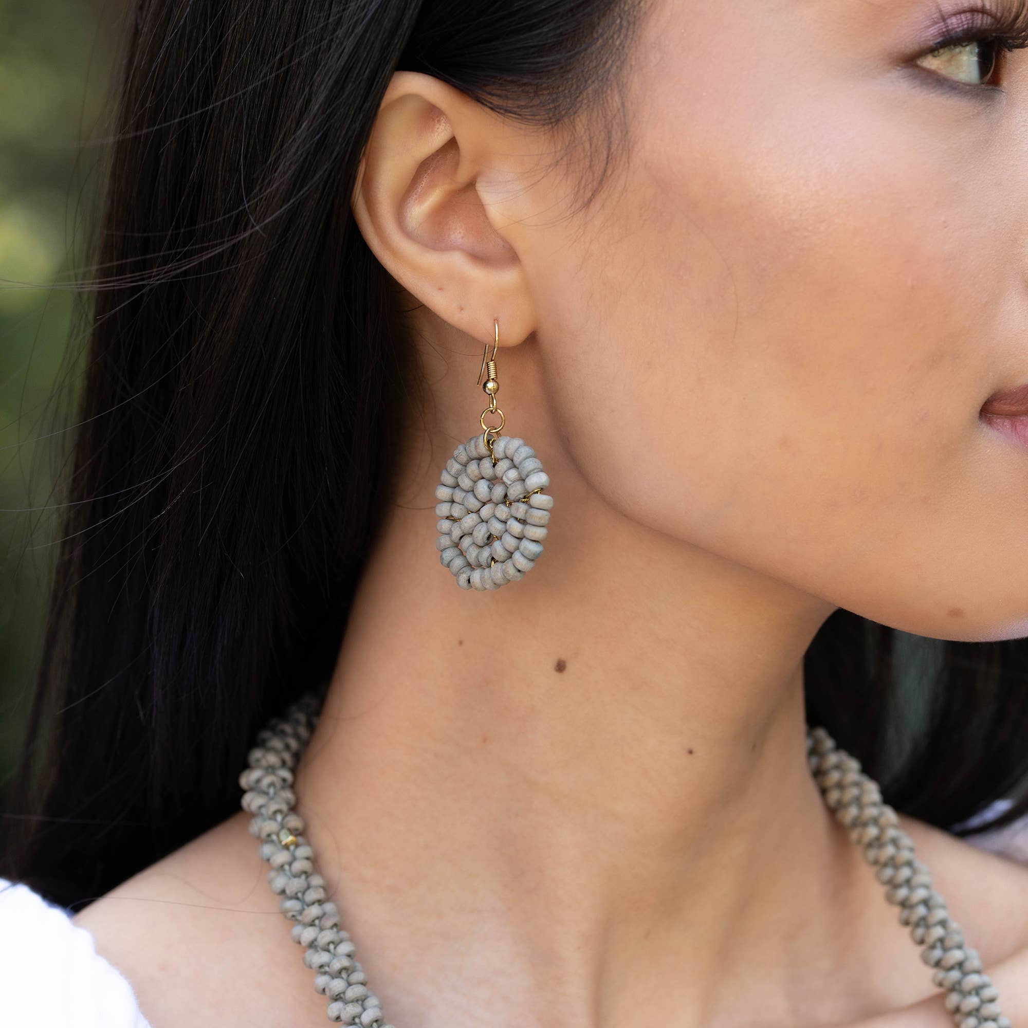 Sachi Chromatic Hues Circle Earrings  - Grey