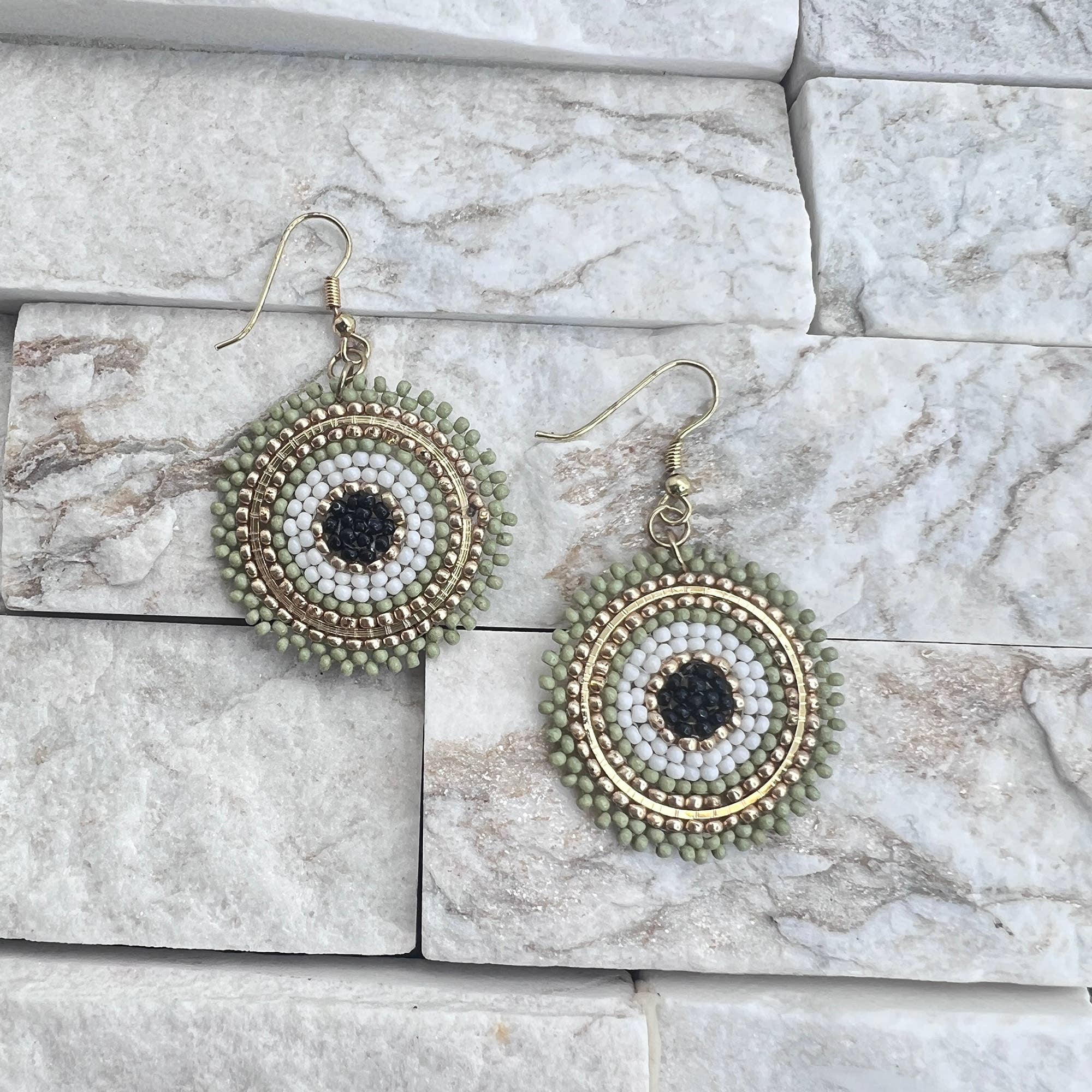 Seed Bead Color Circle Earrings - Multiple Color Styles