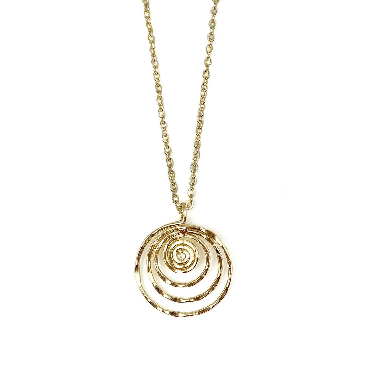 Gold Plated Necklace - Smaller Size Spiral Circle