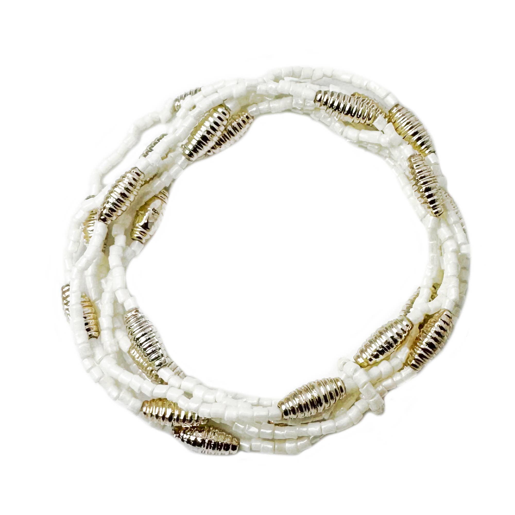 Seed Bead Stretch Bracelet - White
