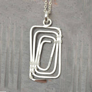 Silver Plated Pendant Necklace - Angled Rectangle