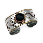 Mixed Metal Cuff Bracelet - Black Onyx