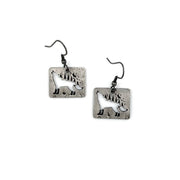 Pewter Earrings - Howling Wolf with Trees on Back