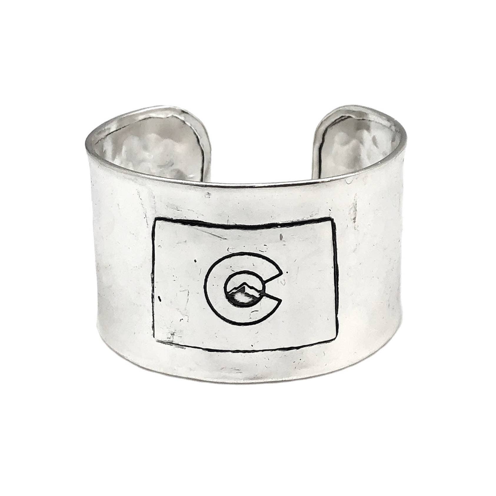 Silver Adjustable Cuff Bracelet - Colorado State Flag