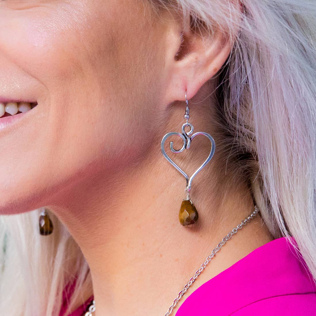 Banjara Tiger's Eye Heart Earrings