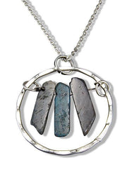 Handcrafted Silver Ring with Three Labradorite BeadsNecklace