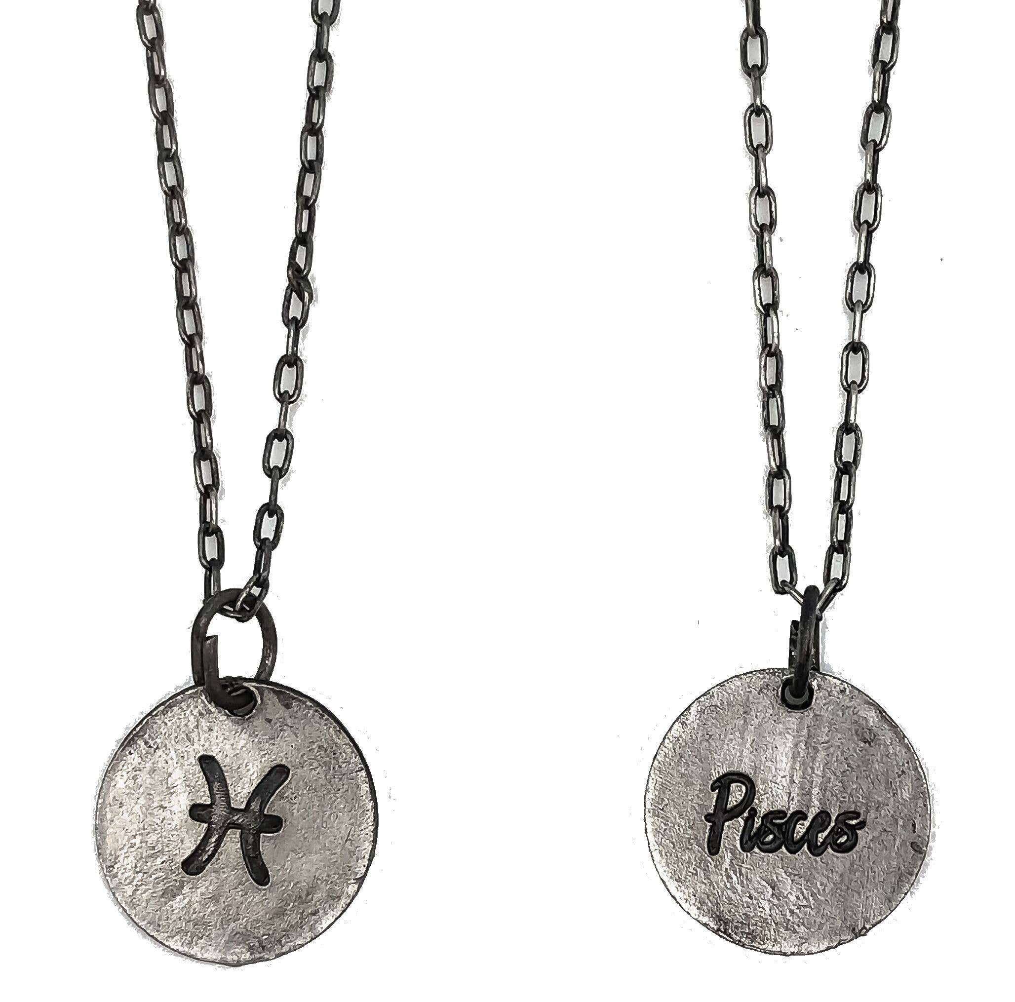 Pisces Zodiac Pewter Glyph Necklace