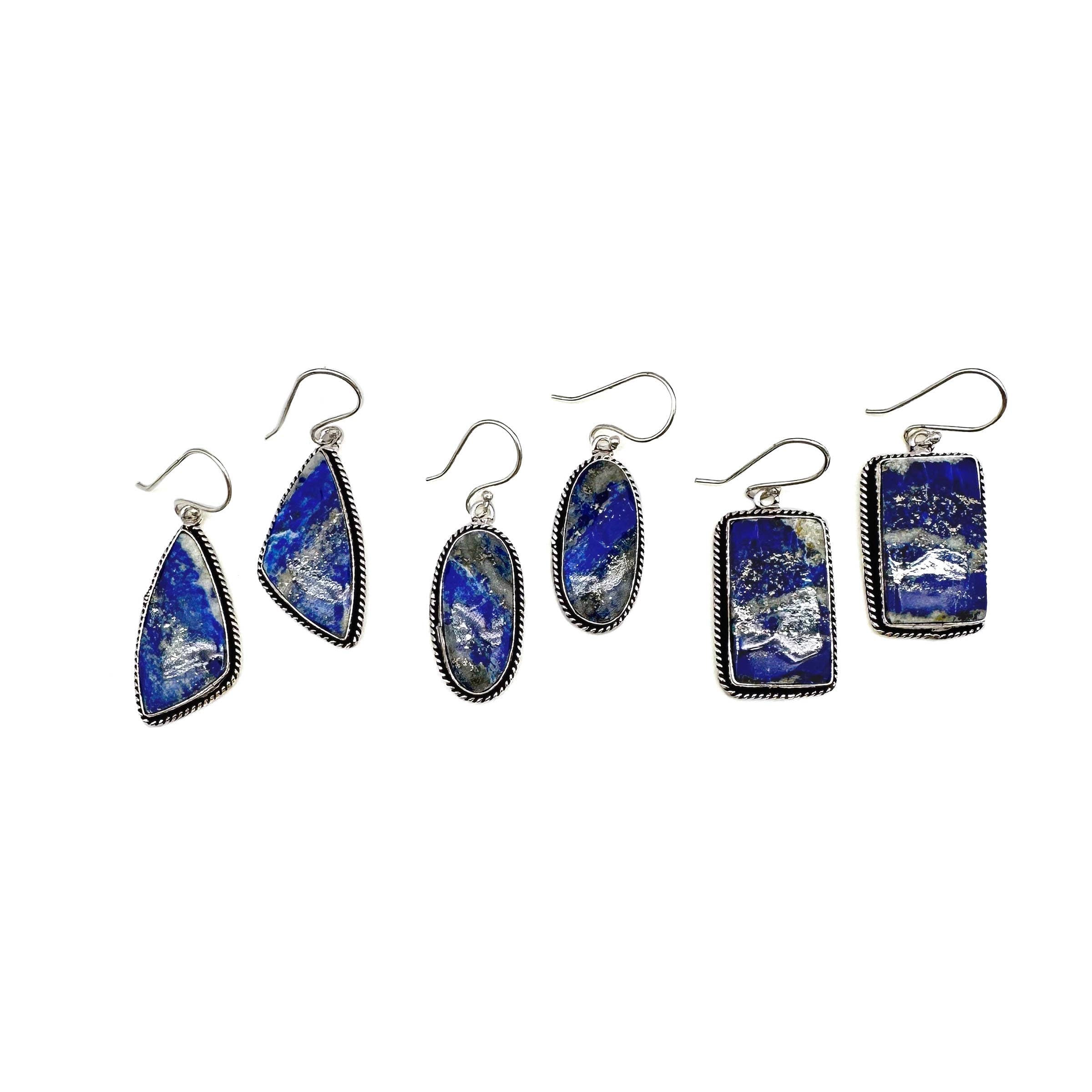 Handcrafted Kashi Semiprecious Stone Earrings - Lapis