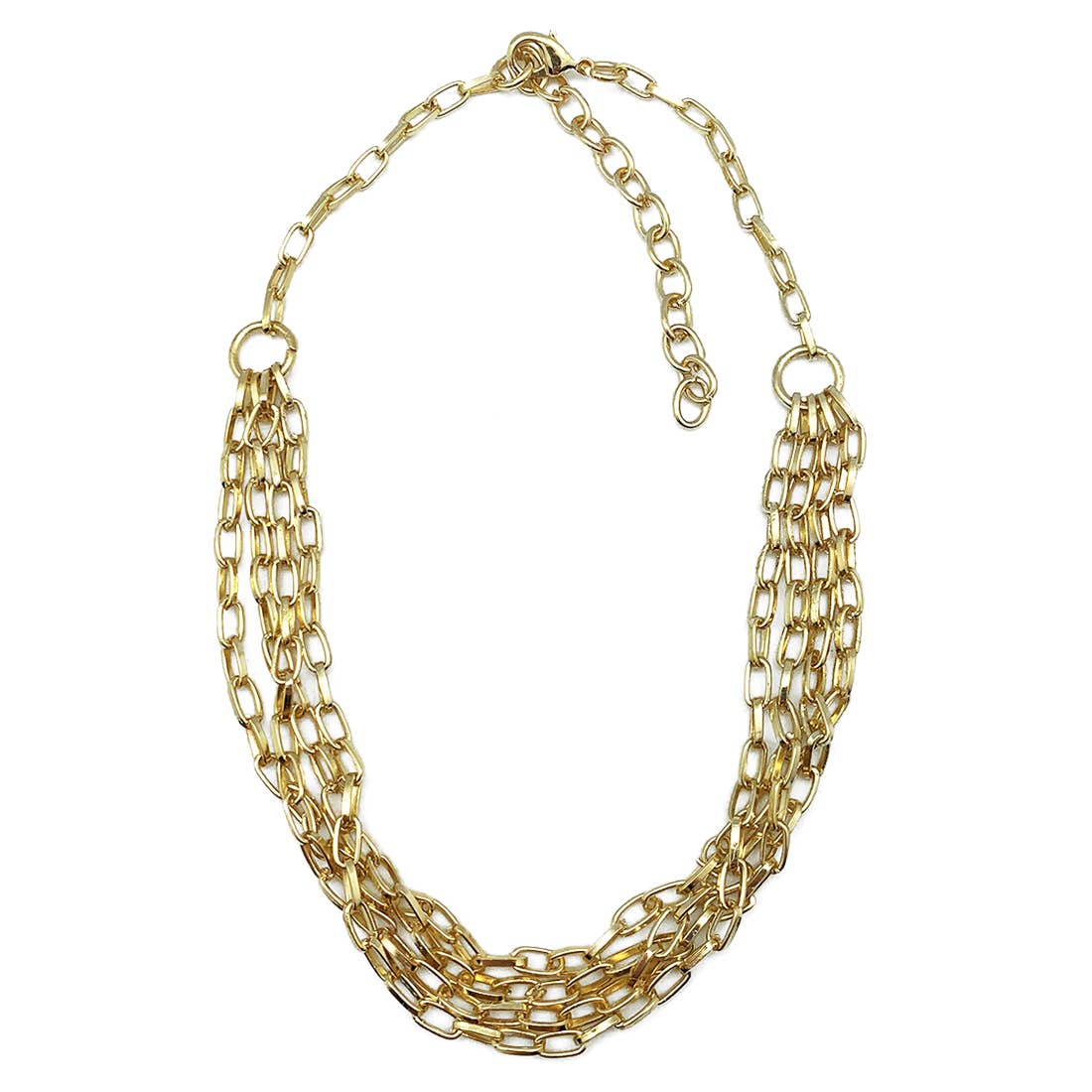 Brass Chain-Link Necklace - Short Layered Paperclip