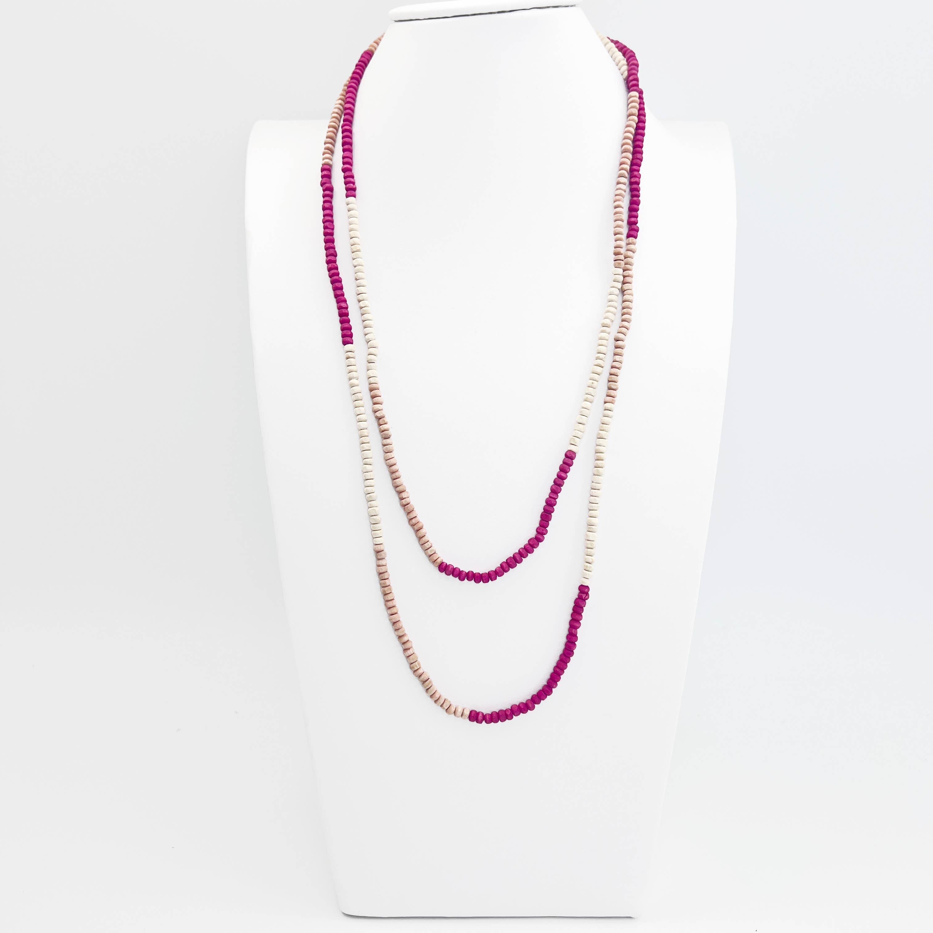 Prismatic Hues Necklace - Peach, Fuchsia, White