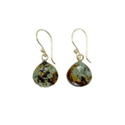 Gold Plated Earrings with Semi-Precious Stone - Turquoise