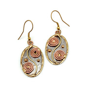 Mixed Metal Earrings - Spiral Yin Yang