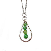 Banjara Necklace - Silver Teardrop and Aventurine Beads