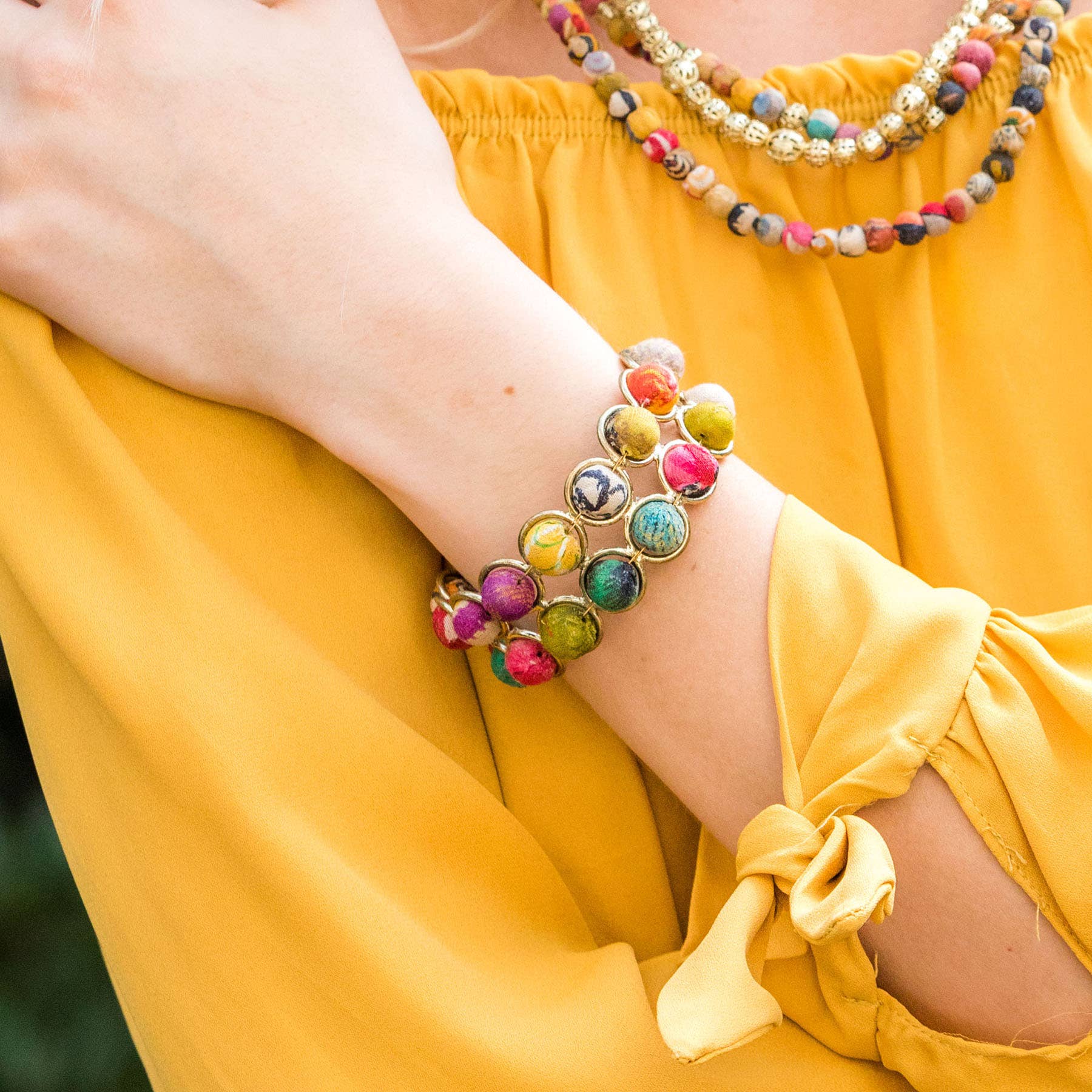 Aasha Kantha Brass Frame Handcrafted Bracelet