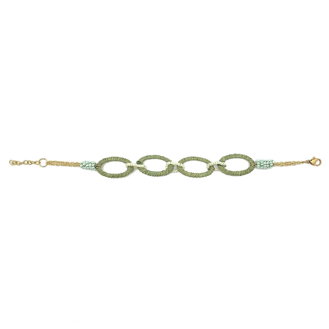 Sachi Calming Sage Collection Bracelet - Green Wrapped Links