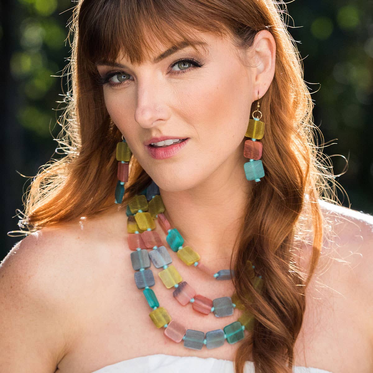 Omala Pleasing Pastels Collection Necklace -Triple Layer Bib