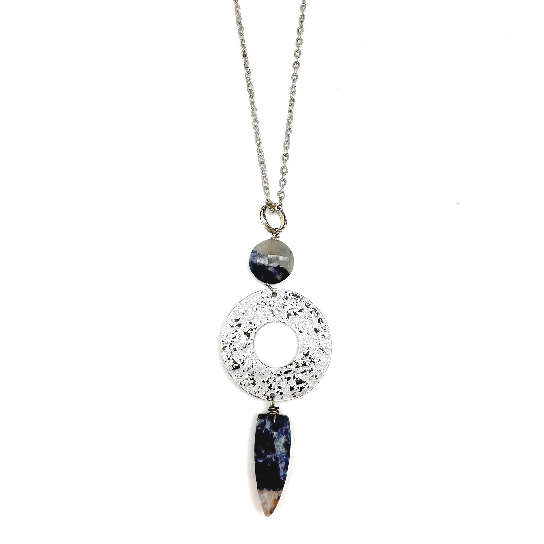 Banjara Collection Necklace - Sodalite, Silver Open Ring