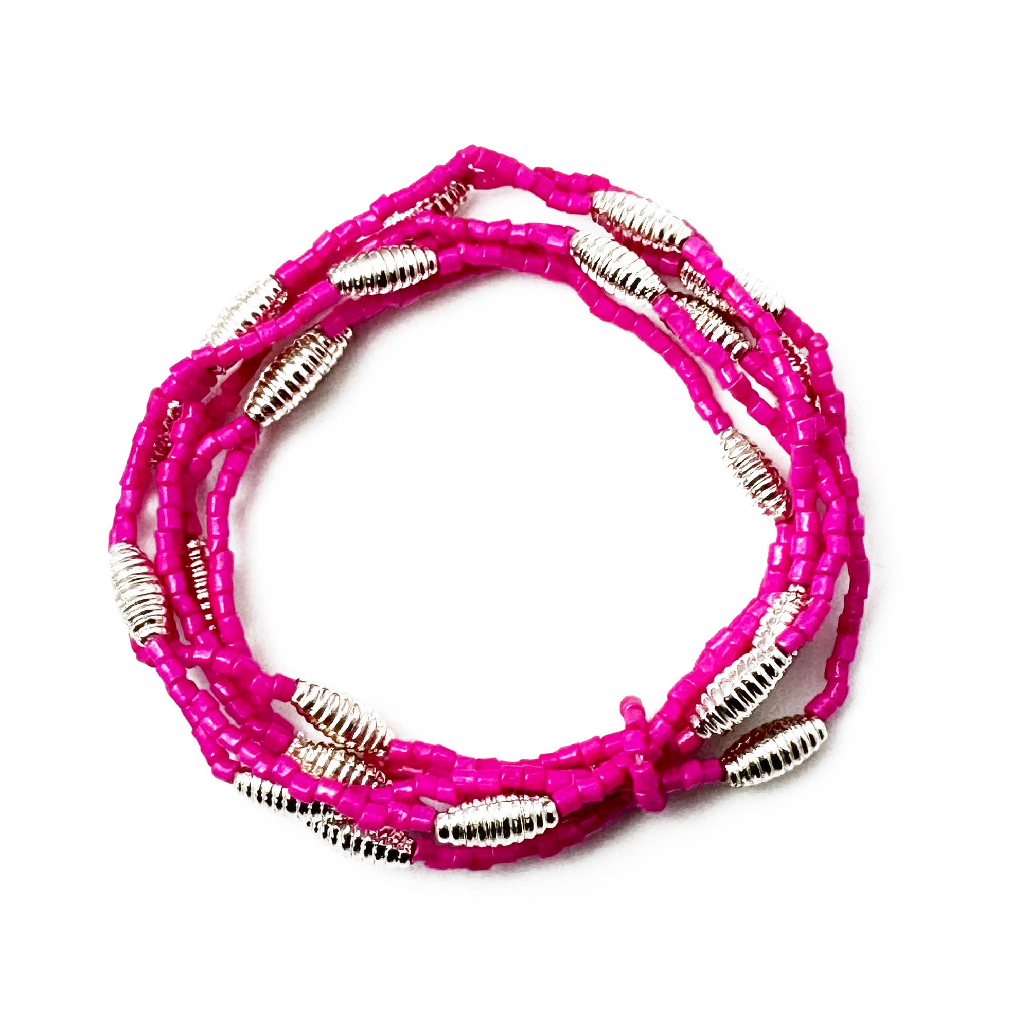 Seed Bead Stretch Bracelet - Fuchsia