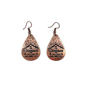 The Mountains Are Calling Copper Engraved Earrings