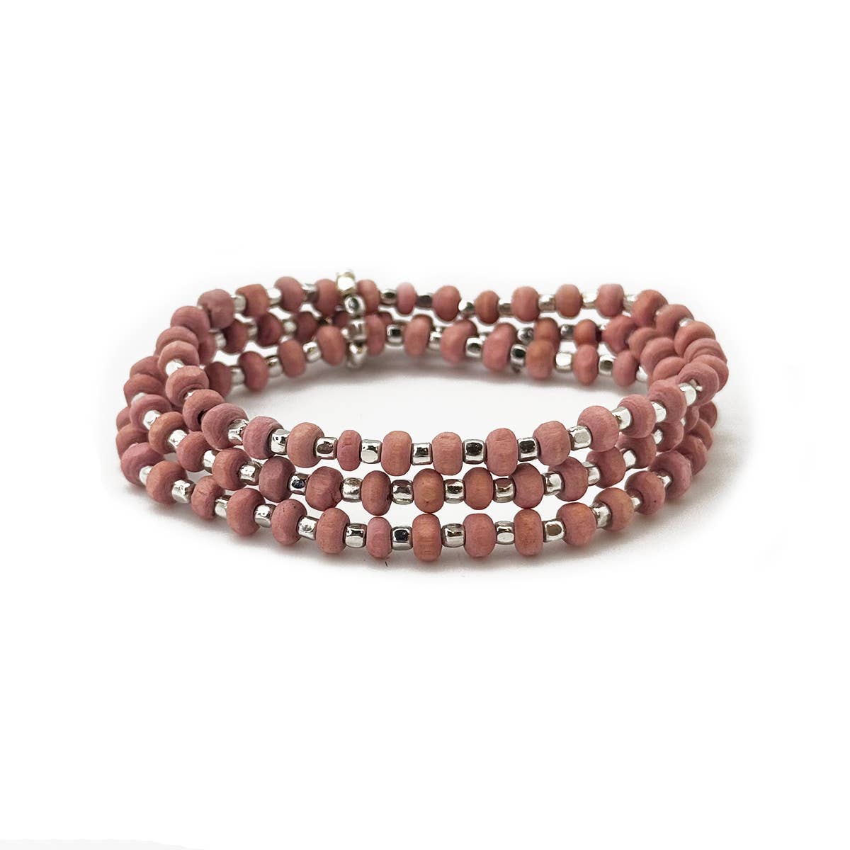 Sachi Wood Bead Wrap Bracelet - Pink